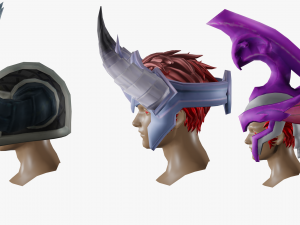 15 STYLIZED HELMET MODELS PACK 1 - Low Poly Model 3D