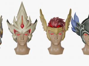 15 STYLIZED HELMET MODELS PACK 1 - Low Poly Model 3D