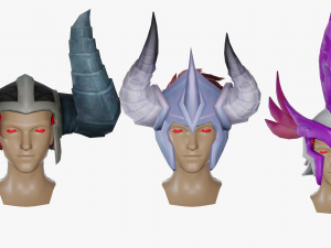 15 STYLIZED HELMET MODELS PACK 1 - Low Poly Model 3D