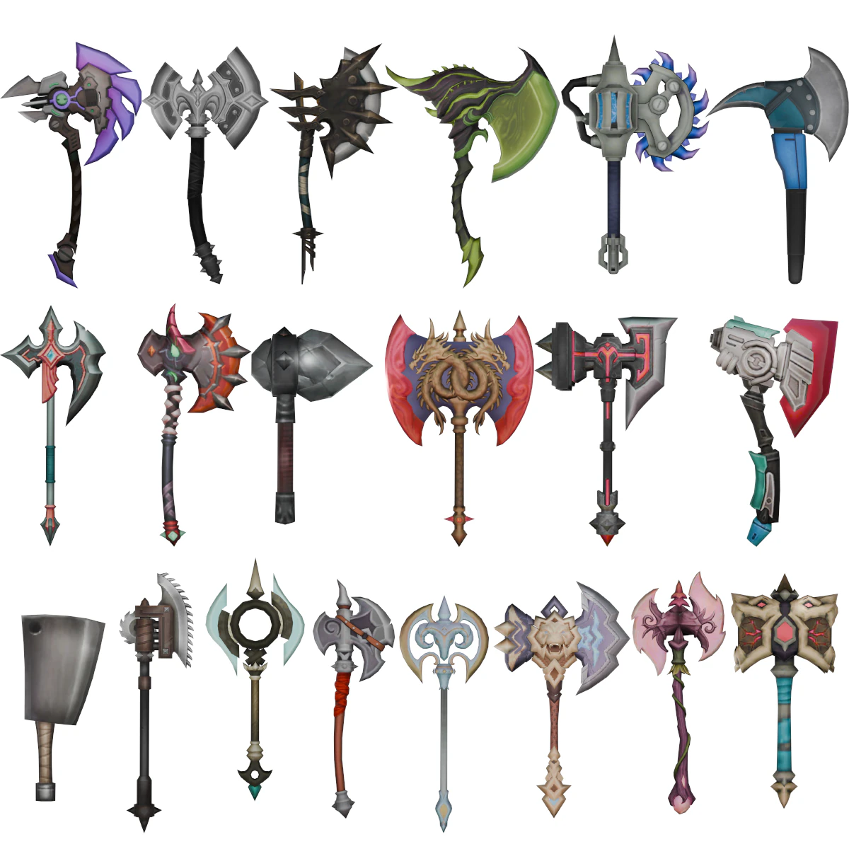 20 STYLIZED AXE MODELS PACK 1 - LOW POLY 3D Model .c4d .max .obj .3ds .fbx .stl .blend