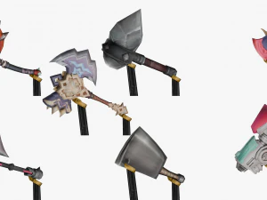 20 STYLIZED AXE MODELS PACK 1 - LOW POLY 3D Model