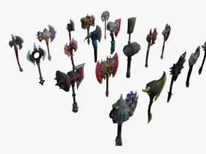 20 STYLIZED AXE MODELS PACK 1 - LOW POLY 3D Model