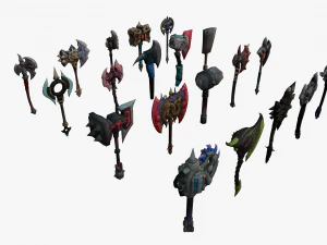 20 STYLIZED AXE MODELS PACK 1 - LOW POLY 3D Model