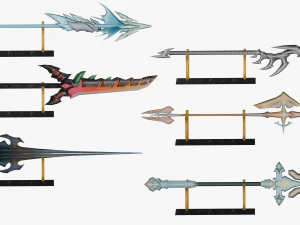20 STYLIZED SPEAR MODELS PACK 1 - LOW POLY 3D Model