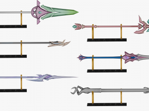 20 STYLIZED SPEAR MODELS PACK 1 - LOW POLY 3D Модель