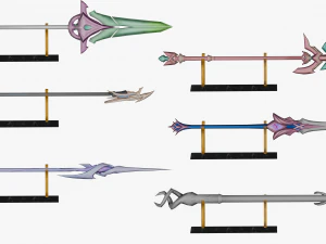 20 STYLIZED SPEAR MODELS PACK 1 - LOW POLY 3D Model