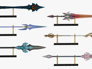 20 STYLIZED SPEAR MODELS PACK 1 - LOW POLY 3D Model