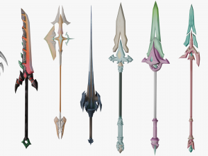 20 STYLIZED SPEAR MODELS PACK 1 - LOW POLY 3D Модель