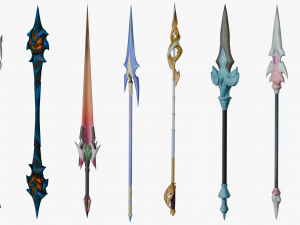 20 STYLIZED SPEAR MODELS PACK 1 - LOW POLY 3D Модель