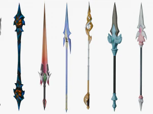 20 STYLIZED SPEAR MODELS PACK 1 - LOW POLY 3D Model