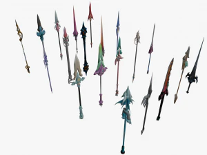20 STYLIZED SPEAR MODELS PACK 1 - LOW POLY 3D Model
