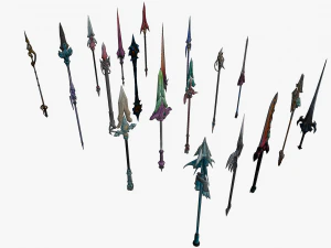 20 STYLIZED SPEAR MODELS PACK 1 - LOW POLY 3D Model