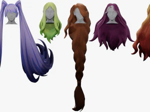 20 STYLIZED FEMALE HAIR MODELS PACK 3 3D Model