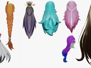20 STYLIZED FEMALE HAIR MODELS PACK 3 Model 3D