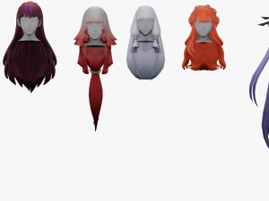 20 STYLIZED FEMALE HAIR MODELS PACK 3 Model 3D