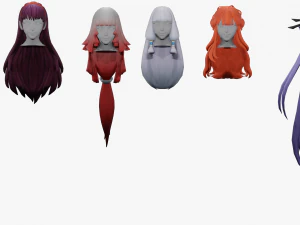 20 STYLIZED FEMALE HAIR MODELS PACK 3 3D Model