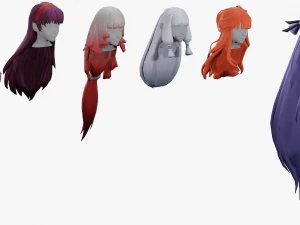 20 STYLIZED FEMALE HAIR MODELS PACK 3 3D Model