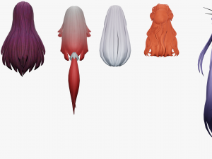 20 STYLIZED FEMALE HAIR MODELS PACK 3 Model 3D