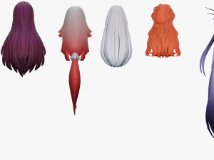 20 STYLIZED FEMALE HAIR MODELS PACK 3 3D Model