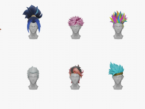 20 STYLIZED MALE HAIR MODELS PACK 3 3Dモデル