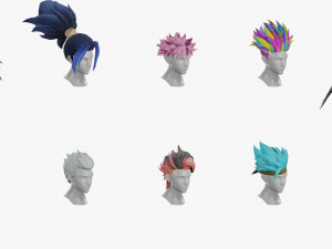 20 STYLIZED MALE HAIR MODELS PACK 3 3Dモデル