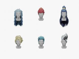 20 STYLIZED MALE HAIR MODELS PACK 3 3Dモデル