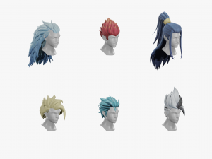 20 STYLIZED MALE HAIR MODELS PACK 3 3Dモデル