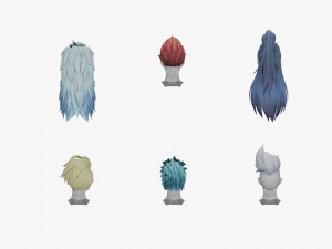 20 STYLIZED MALE HAIR MODELS PACK 3 3Dモデル