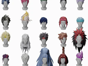 PAKIET 20 STYLIZOWANYCH MODELI WŁOS&Oacute;W MĘSKICH 4 Model 3D