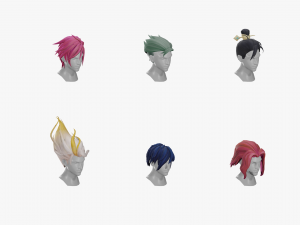 20 STYLIZED MALE HAIR MODELS PACK 4 3D Model