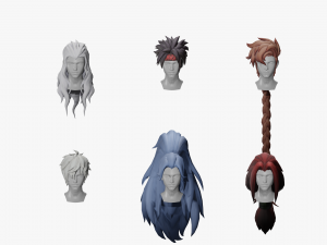 20 STYLIZED MALE HAIR MODELS PACK 4 3D Model