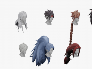 20 STYLIZED MALE HAIR MODELS PACK 4 3D Model