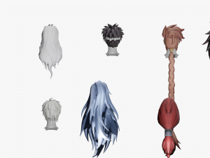 20 STYLIZED MALE HAIR MODELS PACK 4 3D Model