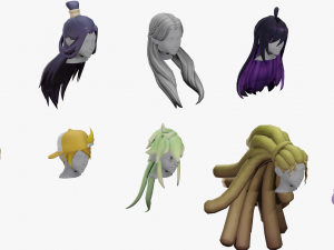 20 STYLIZED FEMALE HAIR MODELS PACK 4 3D Model