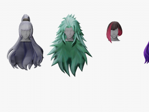 20 STYLIZED FEMALE HAIR MODELS PACK 4 3D Model
