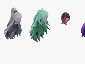 20 STYLIZED FEMALE HAIR MODELS PACK 4 3D Model
