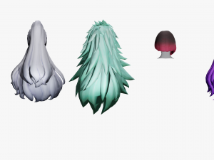20 STYLIZED FEMALE HAIR MODELS PACK 4 3D Model