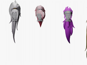 20 STYLIZED FEMALE HAIR MODELS PACK 4 3D Model