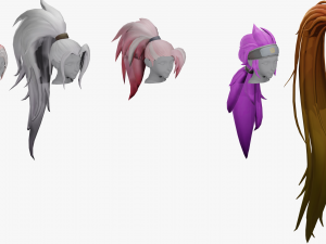 20 STYLIZED FEMALE HAIR MODELS PACK 4 3D Model