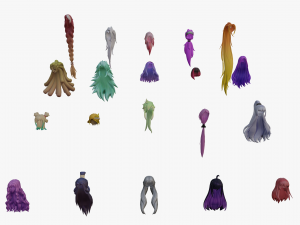 20 STYLIZED FEMALE HAIR MODELS PACK 4 3D Model