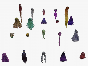 20 STYLIZED FEMALE HAIR MODELS PACK 4 3D Model