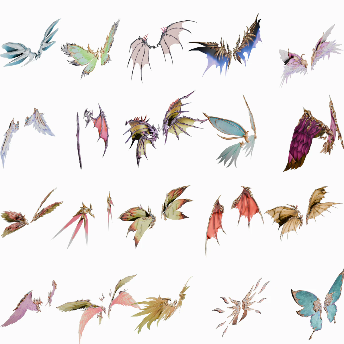 20 RIGGED WING MODEL - LOW POLY 3D Model .c4d .max .obj .3ds .fbx .stl .blend 