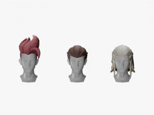 20 STYLIZED MALE HAIR MODELS PACK 5 3D Model
