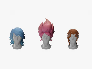 20 STYLIZED MALE HAIR MODELS PACK 5 3D Model