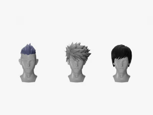 20 STYLIZED MALE HAIR MODELS PACK 5 3D Model