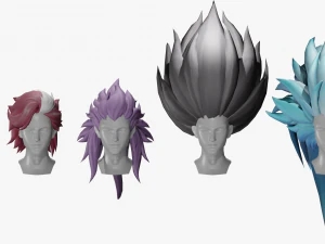 20 STYLIZED MALE HAIR MODELS PACK 5 3D Model