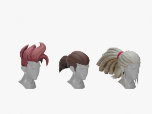 20 STYLIZED MALE HAIR MODELS PACK 5 3D Model