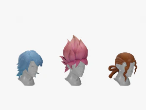 20 STYLIZED MALE HAIR MODELS PACK 5 3D Model