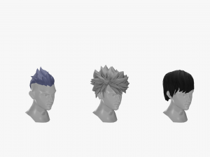 20 STYLIZED MALE HAIR MODELS PACK 5 3D 模型