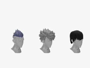 20 STYLIZED MALE HAIR MODELS PACK 5 3D Model